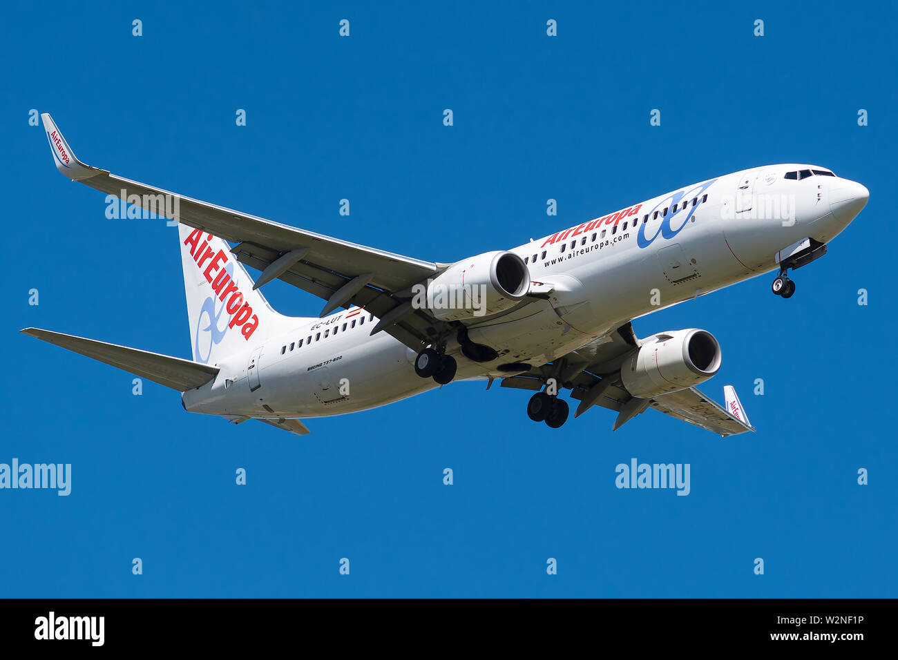 Eg-LUT, 9 Juli 2019, Boeing 737-85 P -36592 Landung in Paris Roissy Charles de Gaulle Flughafen am Ende der Air Europa Flug UX 1011 Von Malaga Stockfoto