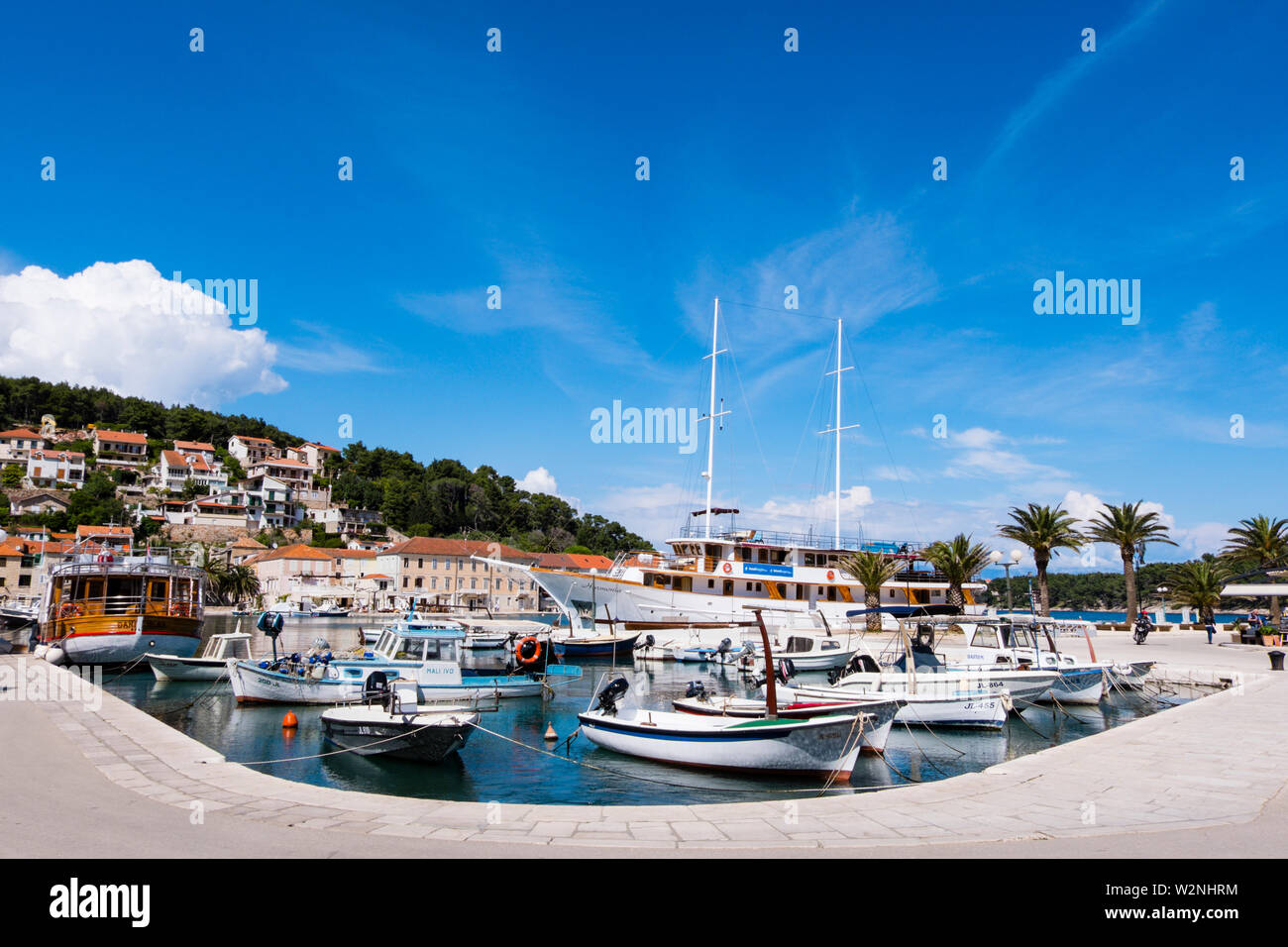 Riva, Jelsa, Hvar, Dalmatien, Kroatien Stockfoto