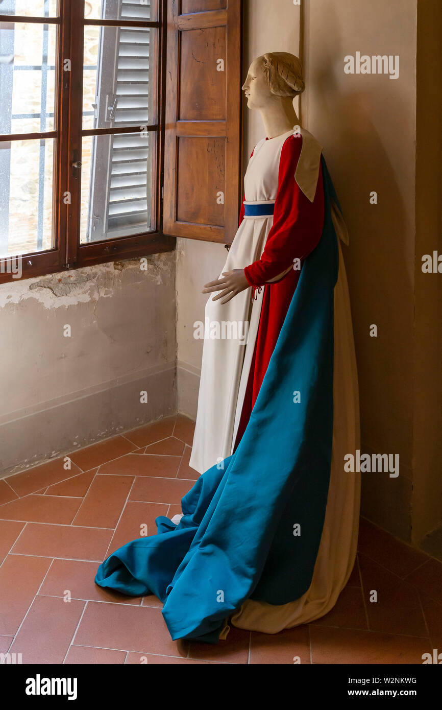 Mittelalterliche Kostüme, Haus von Piero della Francesca, Casa di Piero della Francesca, Sansepolcro, Toskana, Italien, Europa Stockfoto