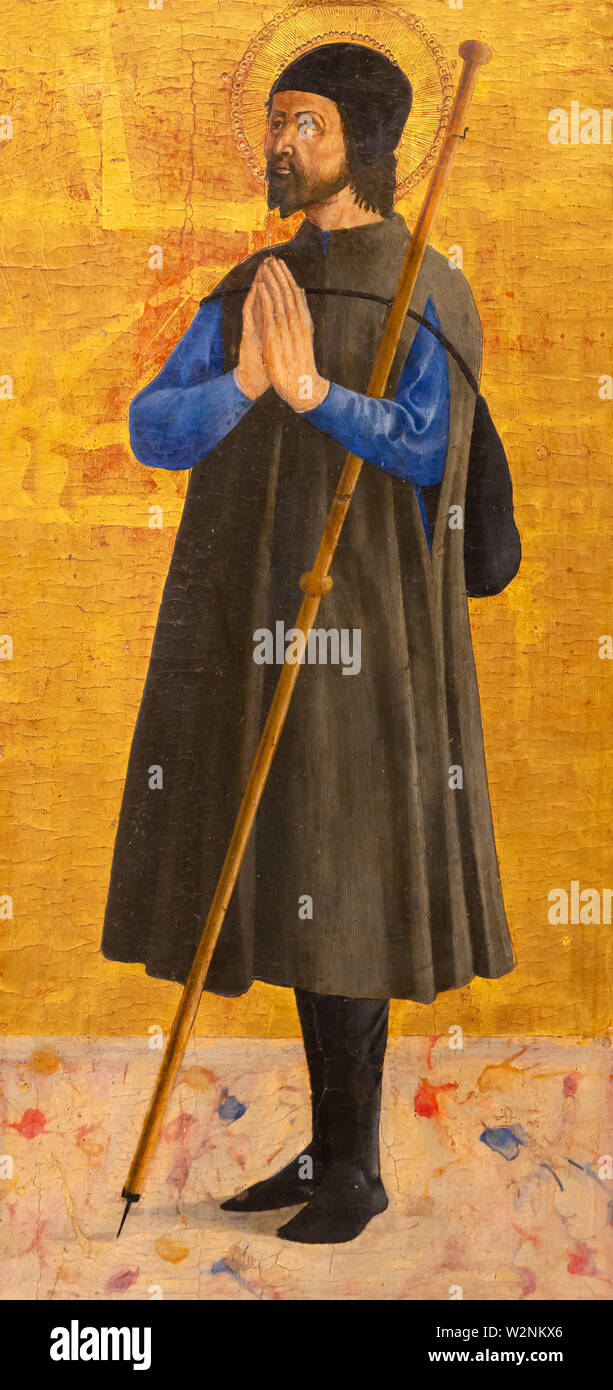 Abbildung auf Lisenen, Polyptychon des Misericordia, Piero della Francesca, 1445-1462, Museo Civico, Sansepolcro, Toskana, Italien Stockfoto