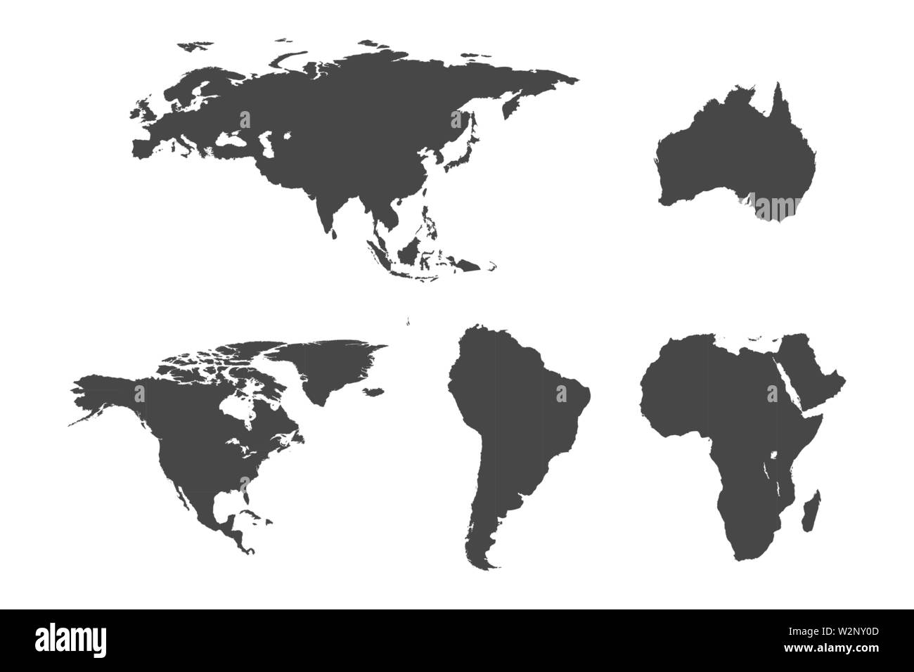 Kontinent Karten festlegen auf weißem Hintergrund Stock Vektor