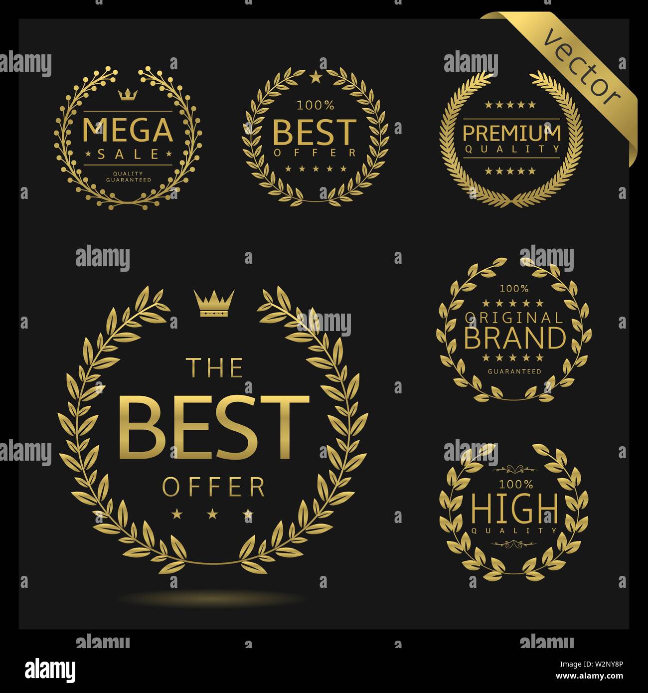 Goldenen Kranz Symbole Stock Vektor