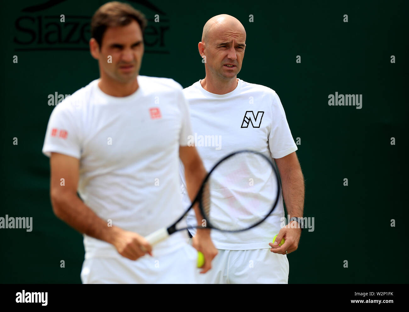 Ivan Ljubicic, Trainer von Roger Federer am 9. Tag der Wimbledon  Championships beim All England Lawn Tennis and Croquet Club in Wimbledon  Stockfotografie - Alamy