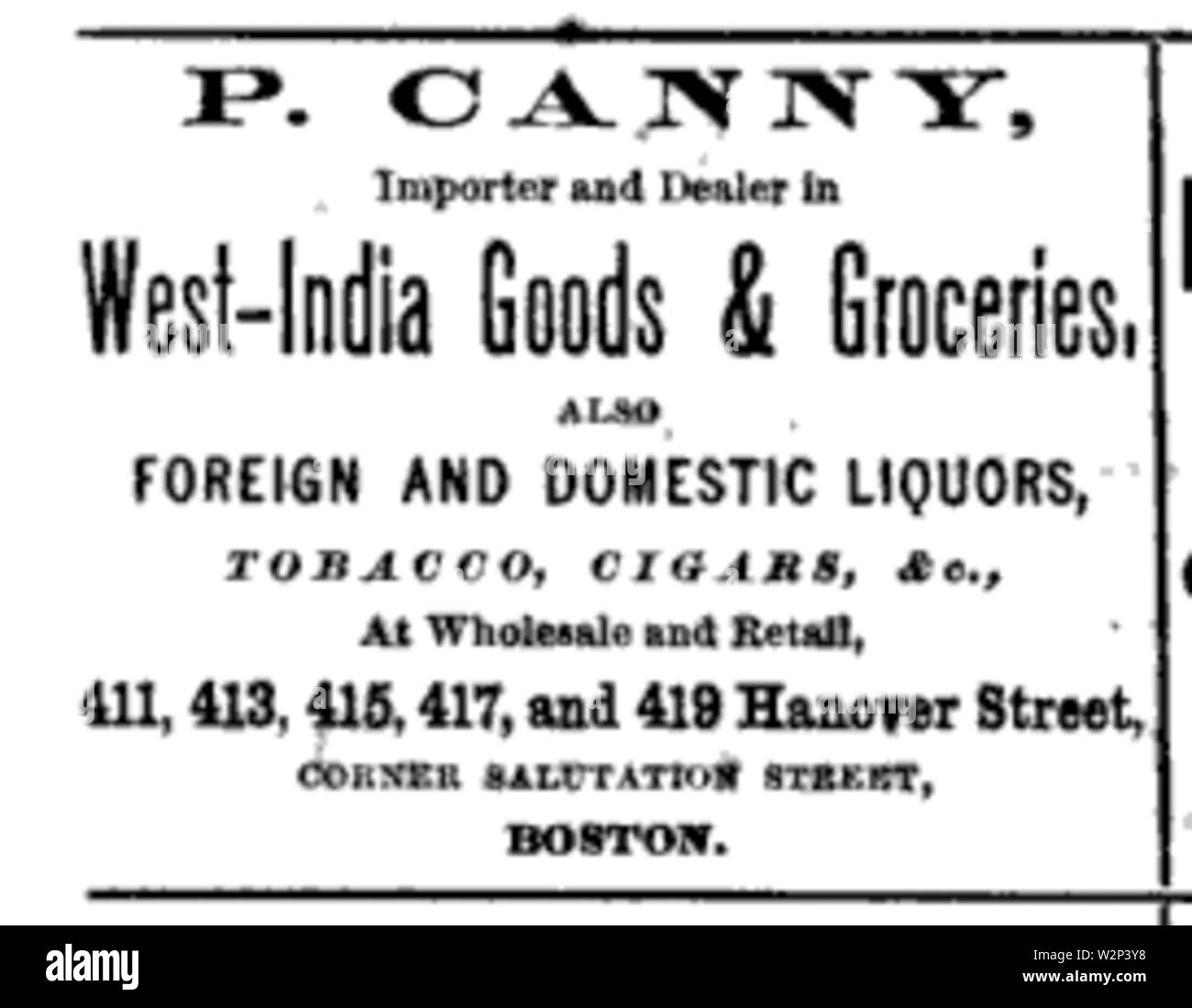 1868 Canny Anzeige Boston Stockfoto