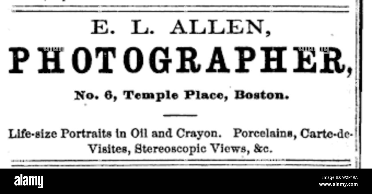 1871 ELAllen fotograf BostonAlmanac Stockfoto