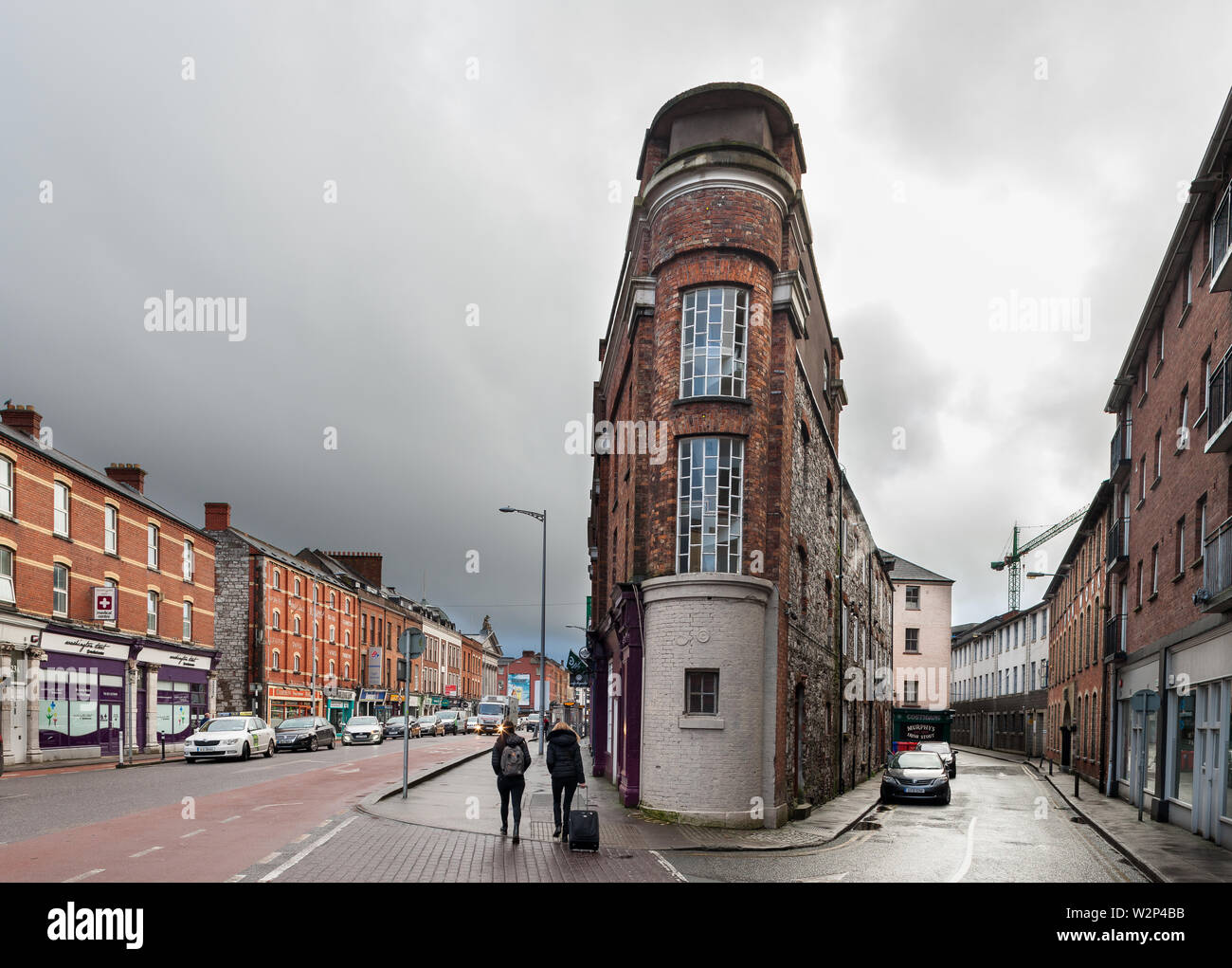 Die Stadt Cork, Cork, Irland. 06. April 2019. Die alten Hives Iron Works Gebäude an der Kreuzung von Hannover und Washington Street, Cork, Irland. Stockfoto