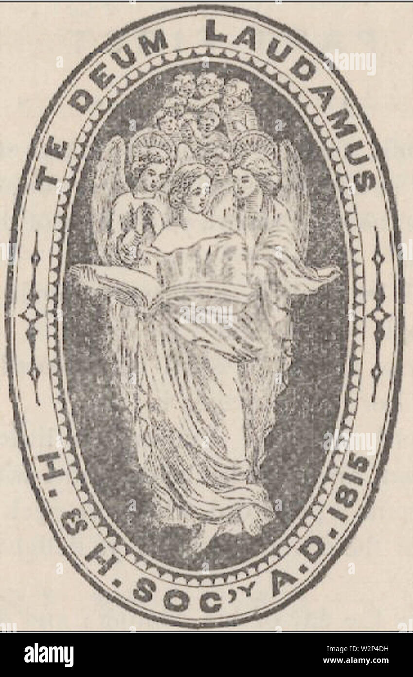 1871 Logo HHS Messias 1. April BostonMusicHall Stockfoto