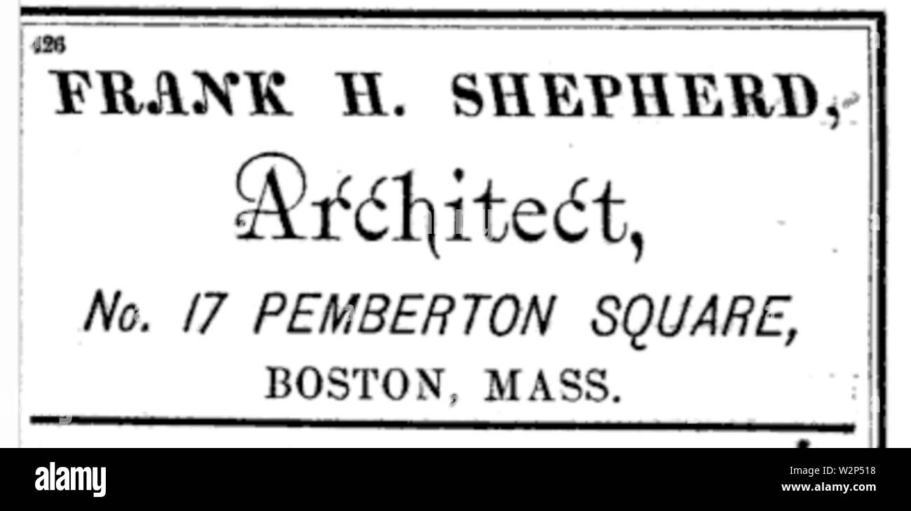1876 Frank Schäfer Architekt BostonAlmanac Stockfoto