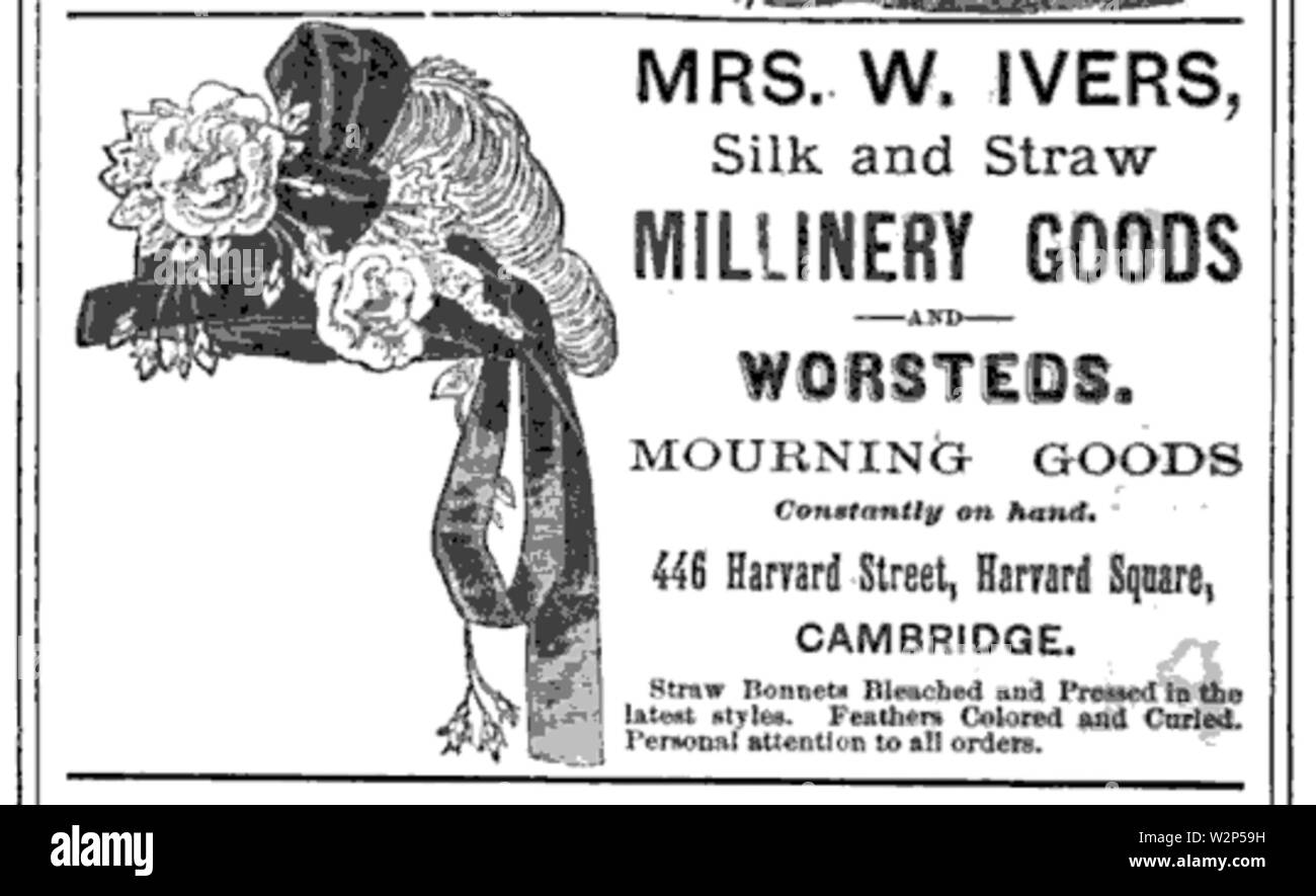 1878 Ivers advert Cambridge Massachusetts Stockfoto