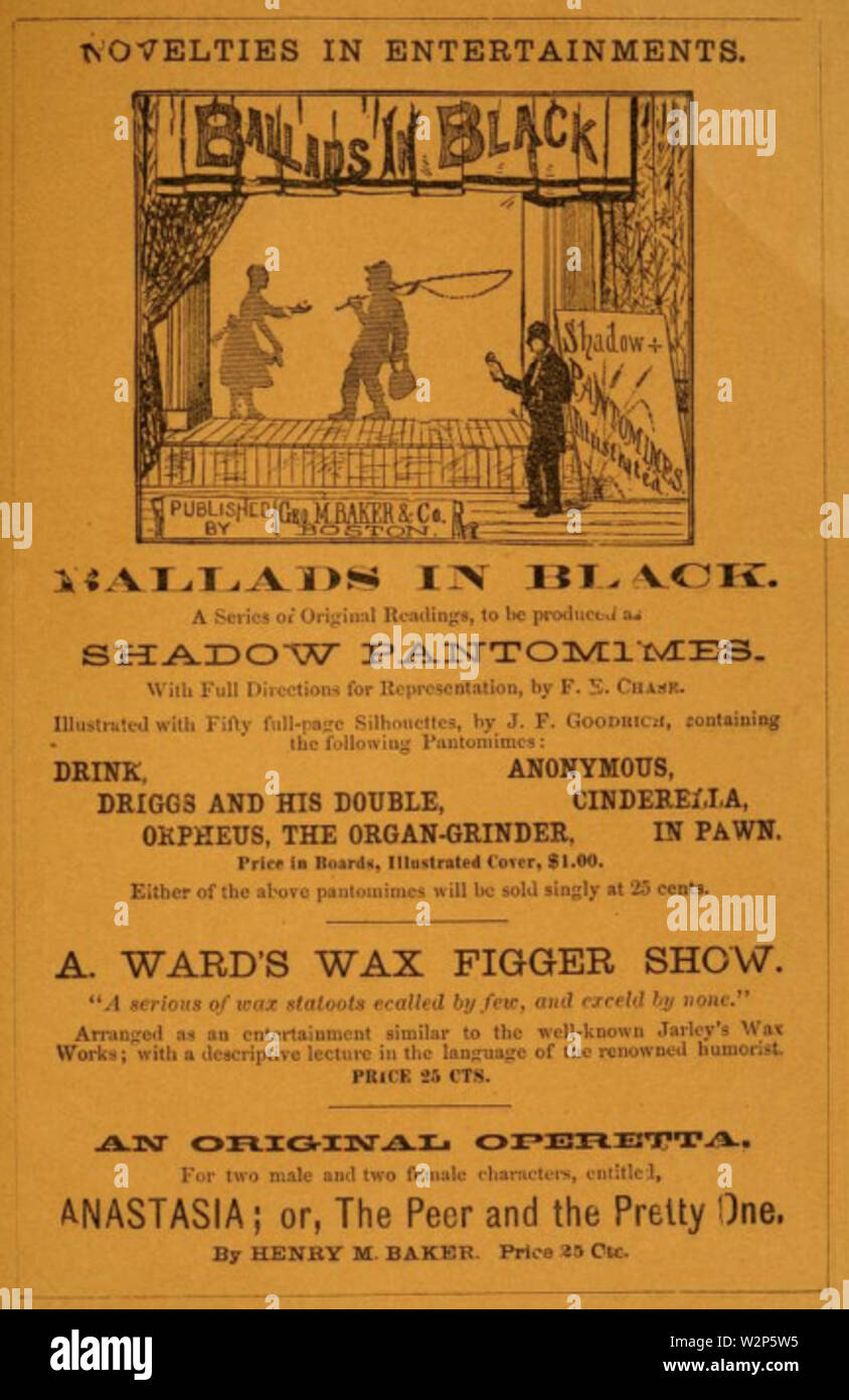 1882 ad Balladen GMBaker Boston Stockfoto