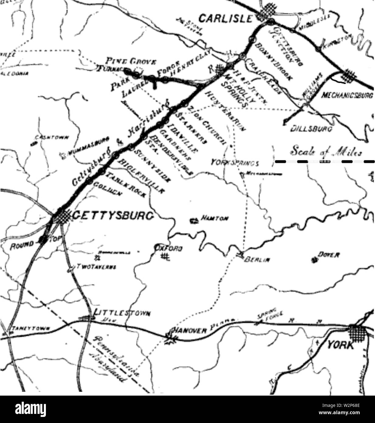 1885 Gettysburg und Harrisburg Eisenbahn Stockfoto