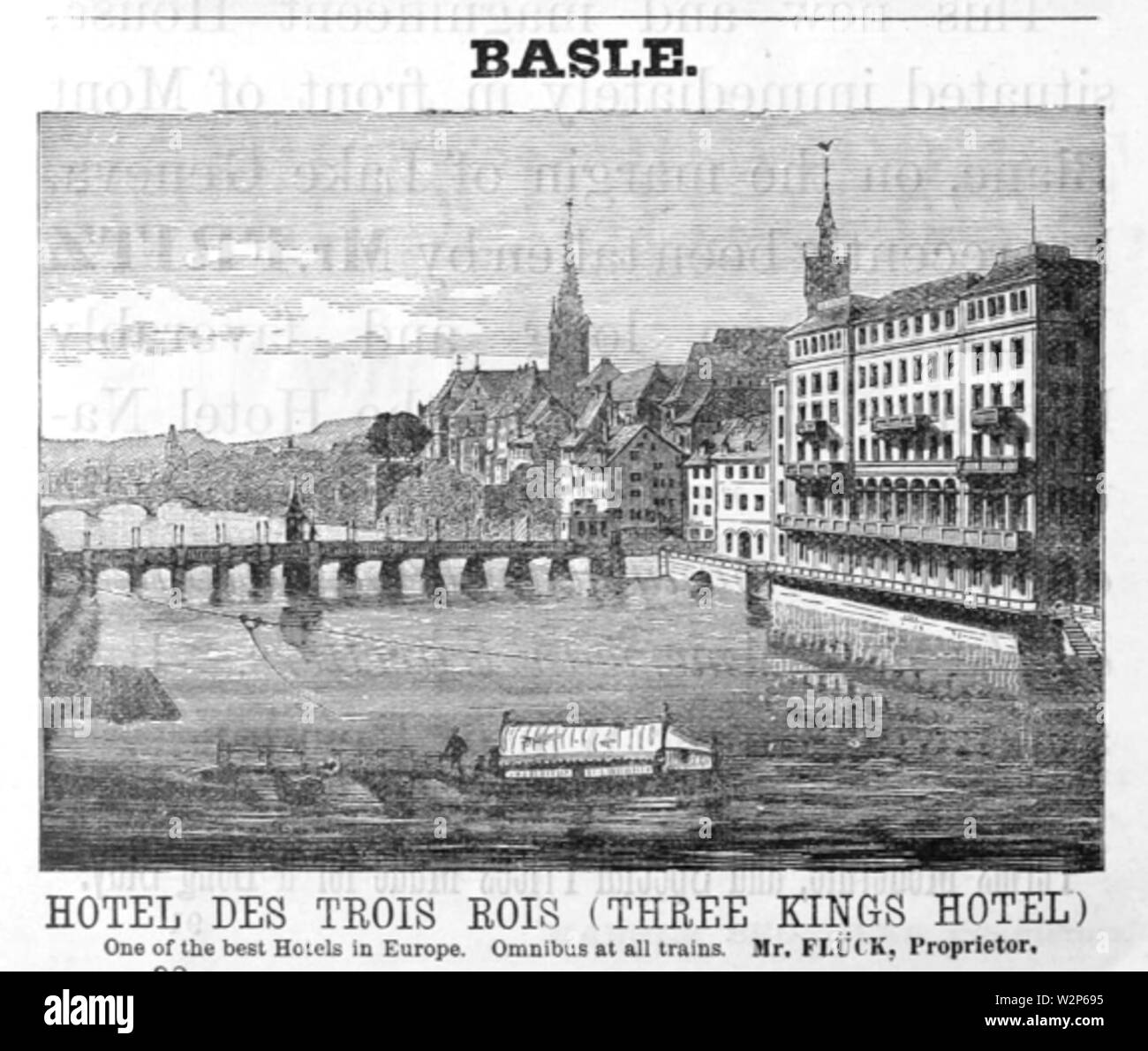 1885 Hotel Trois Rois Basel ad Harpers Handbuch für Reisende in Europa Stockfoto