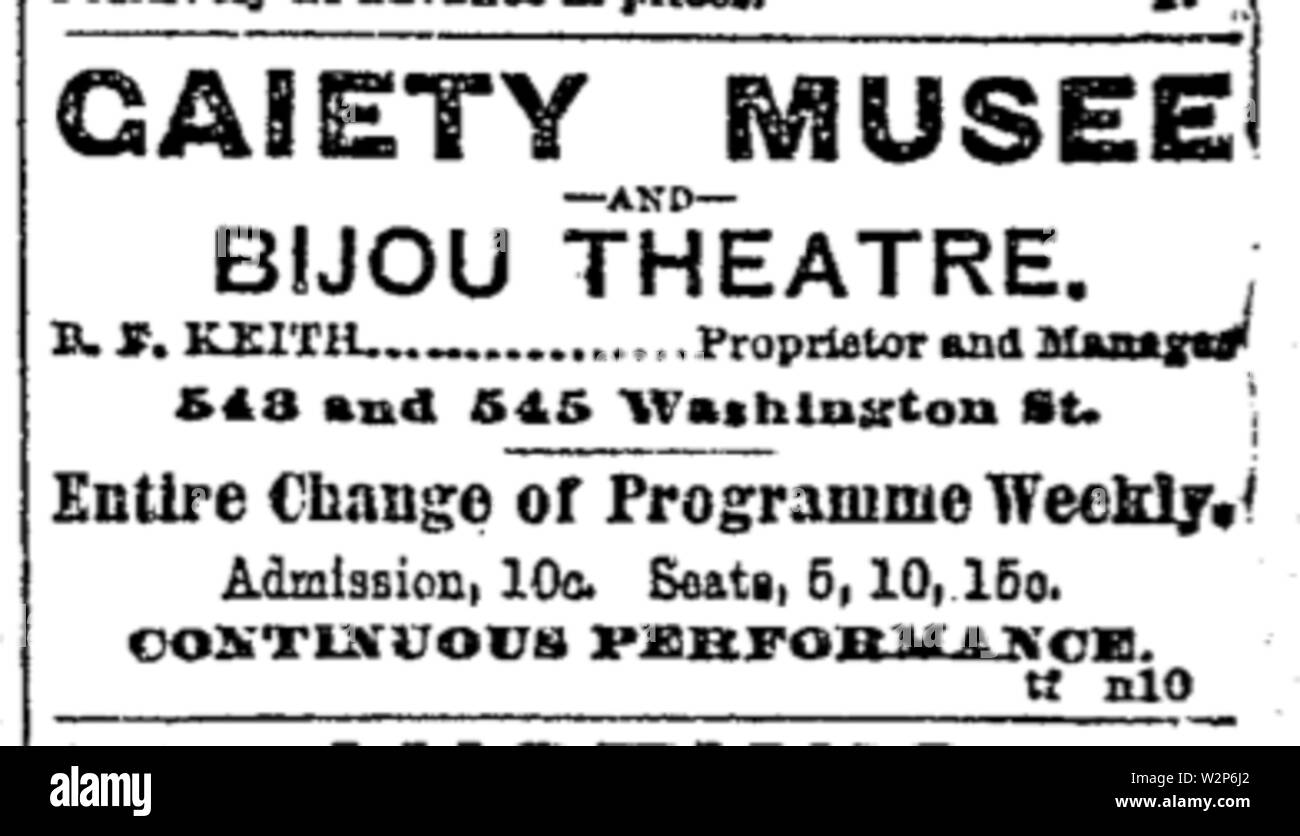 1888 Fröhlichkeit BijouTheater BostonDailyGlobe Nov 13. Stockfoto