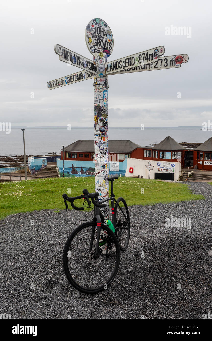 John O' Groats ist ein Dorf 2,5 km NE des Dorfes Canisbay, Caithness, ganz im Norden von Schottland. Stockfoto