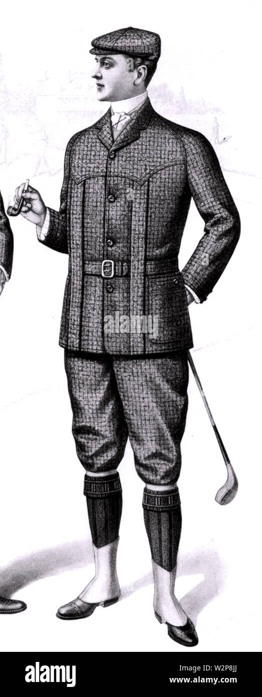 1901 Sartorial Arts Journal Fashion Platte Männer Norfolk Jacket Stockfoto