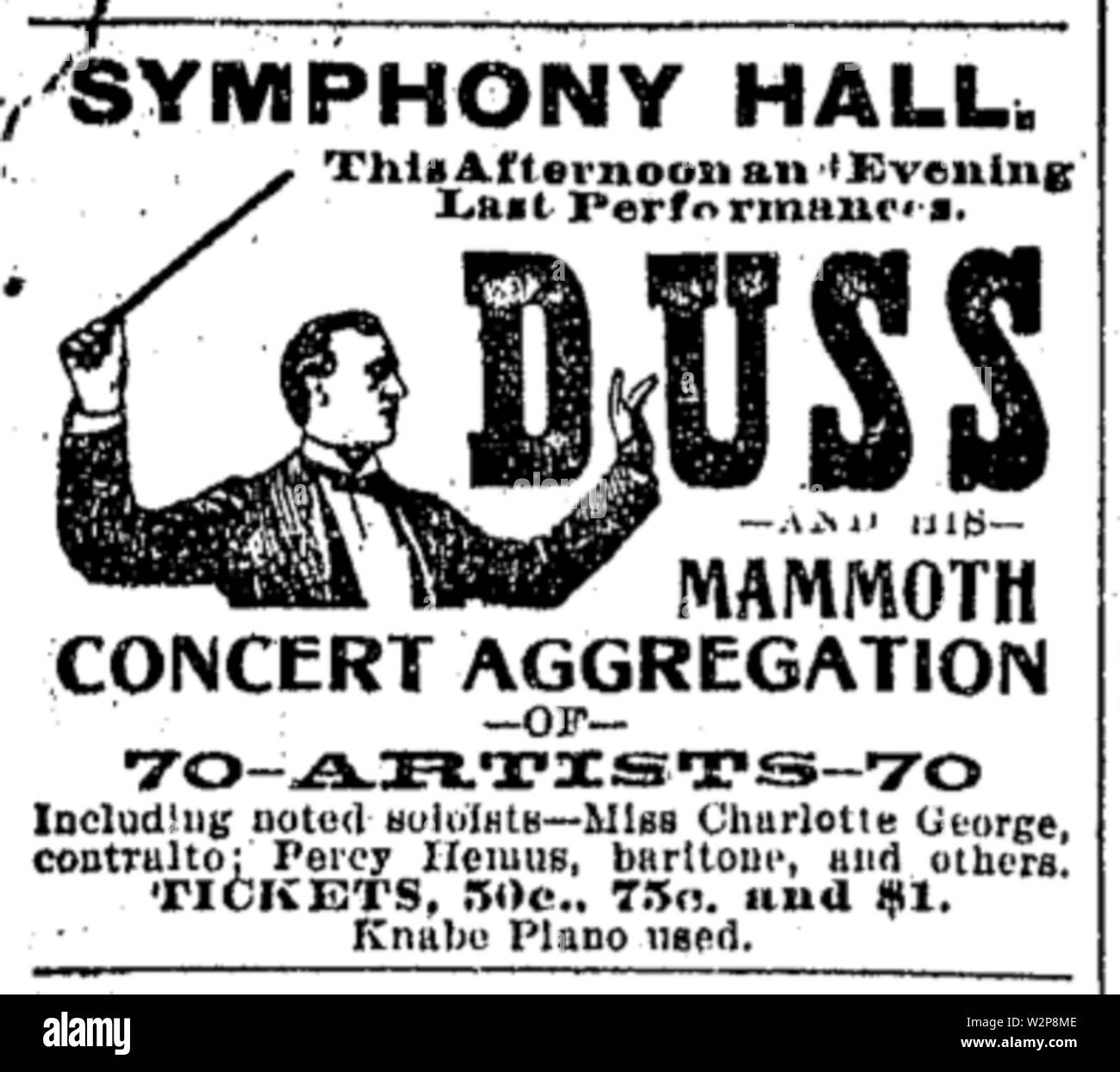 1902 SymphonyHall BostonGlobe Okt 28. Stockfoto