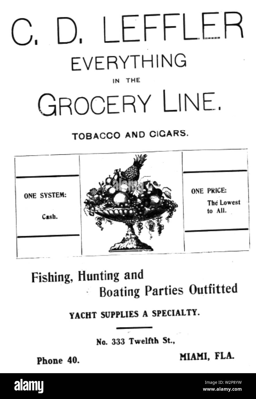 1905 Leffler Anzeige 12th Street in Miami, Florida Stockfoto