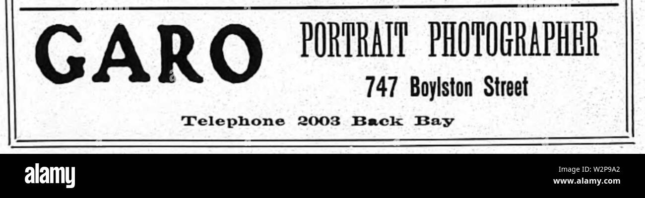 1909 Garo Fotograf Anzeige 747 Boylston Street in Boston. Stockfoto