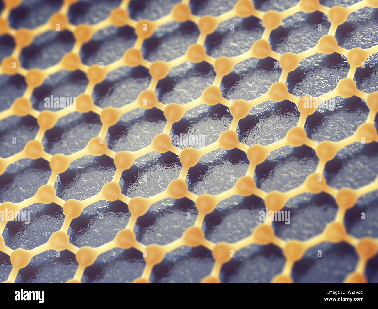 Graphen besteht aus Kohlenstoff- atomen in den sechseckigen Muster verteilt, Graphen Nanotechnologie Stockfoto