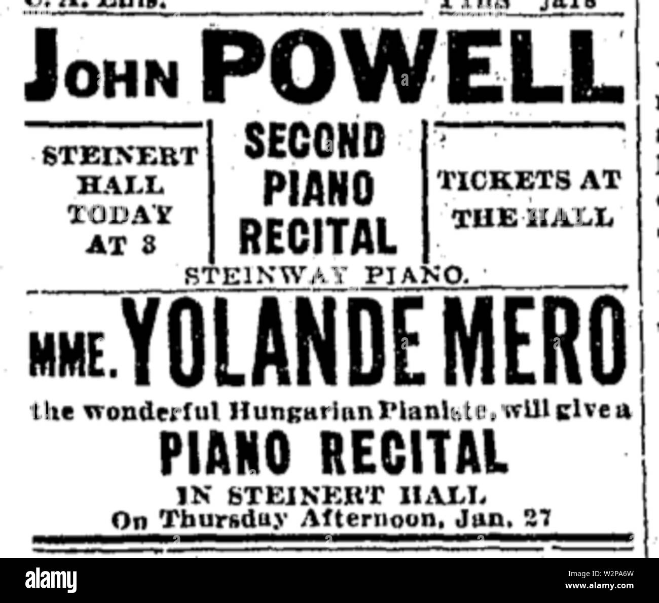 1916 SteinertHall BostonGlobe Januar 20. Stockfoto