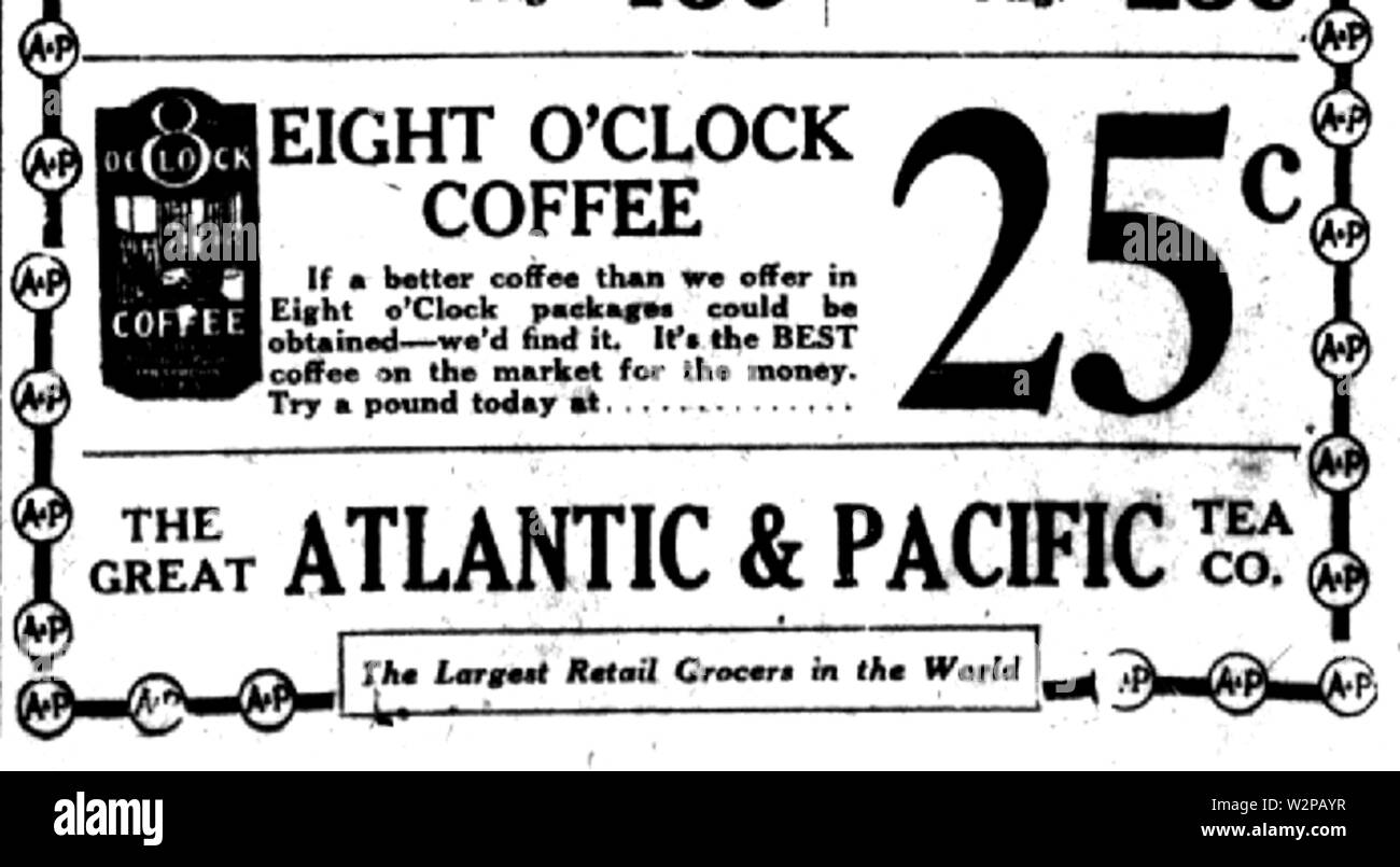 1922 8 Uhr Kaffee ad Stockfoto