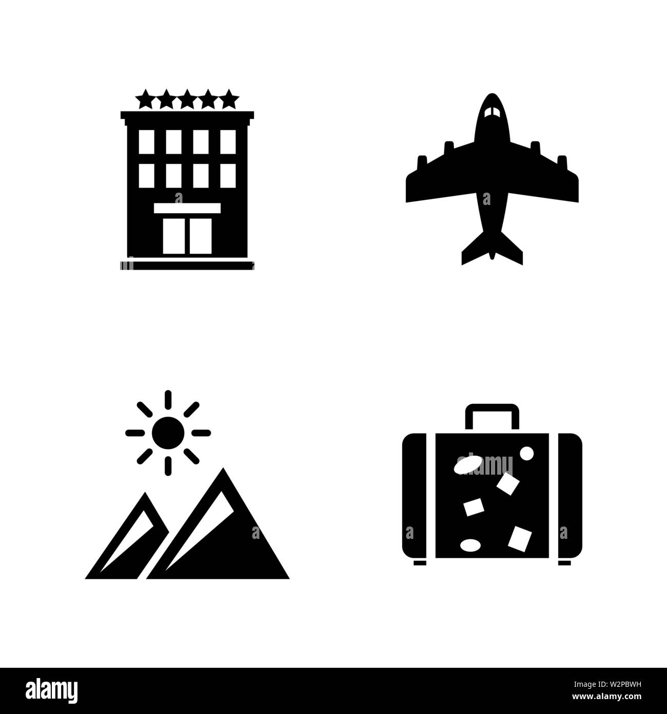 Reisen Urlaub. Einfache ergänzende Vector Icons Set für Video, Mobile Anwendungen, Websites, Print Projekte und ihre Gestaltung. Abbildung schwarz auf weiß Ba Stock Vektor