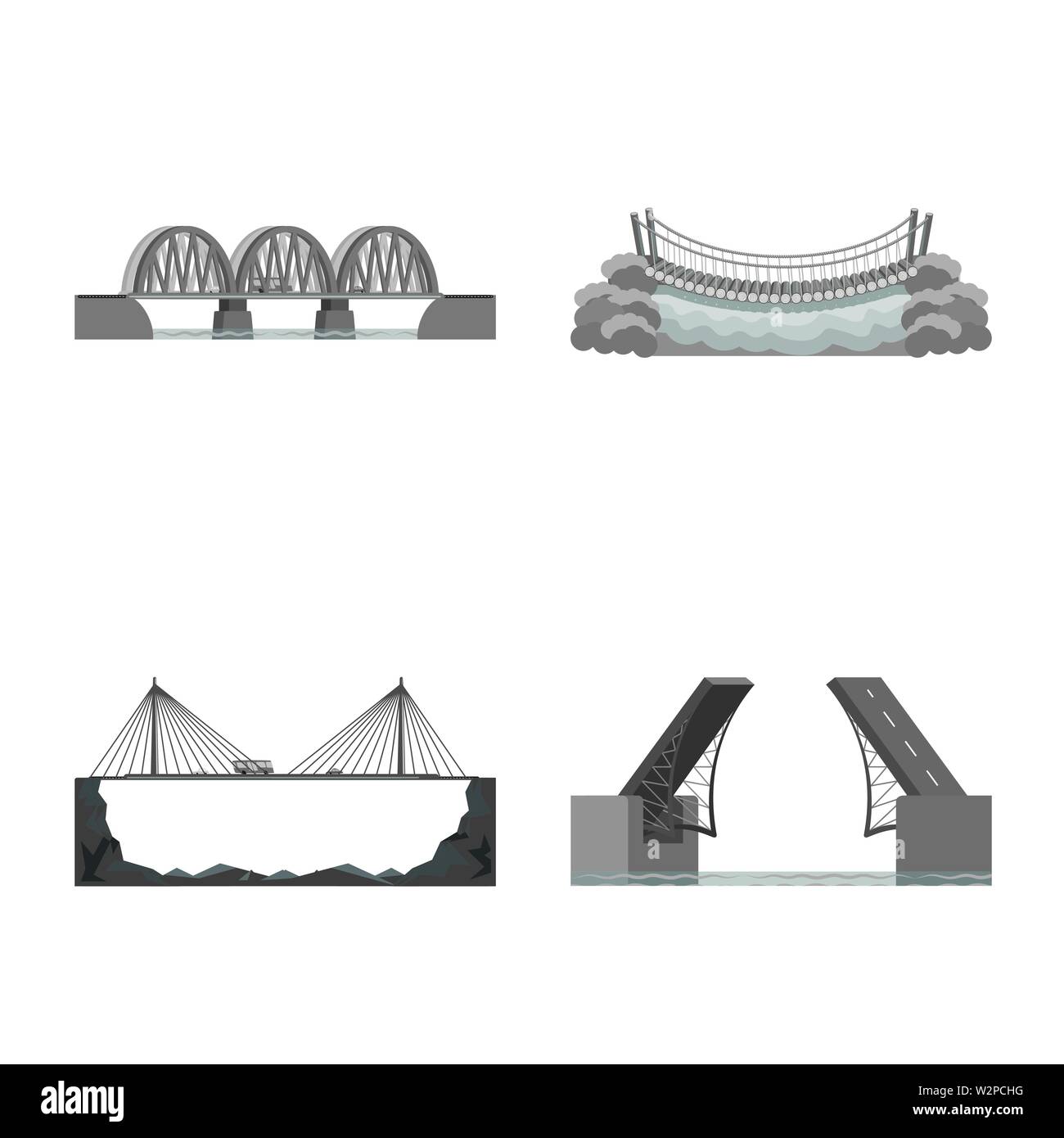 Isoliertes Objekt von Design und Symbol konstruieren. Sammlung von Design und Brücke stock Symbol für das Web. Stock Vektor