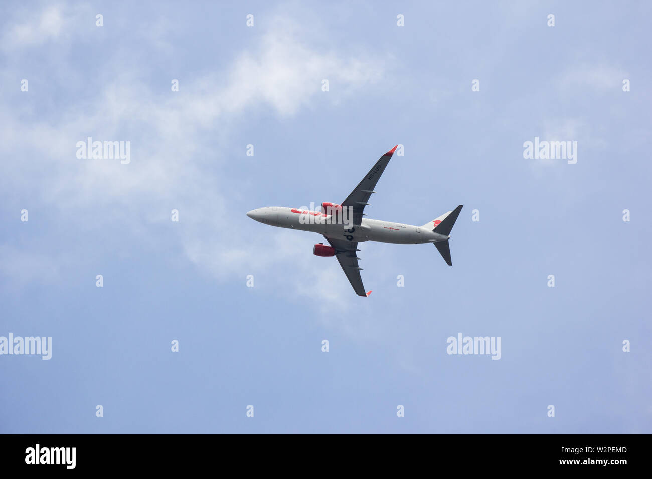 Chiangmai, Thailand - 6. Juli 2019: HS-LUO Boeing 737-800 der Thai lionair Airline. Von Chiangmai Flughafen in Bangkok. Stockfoto