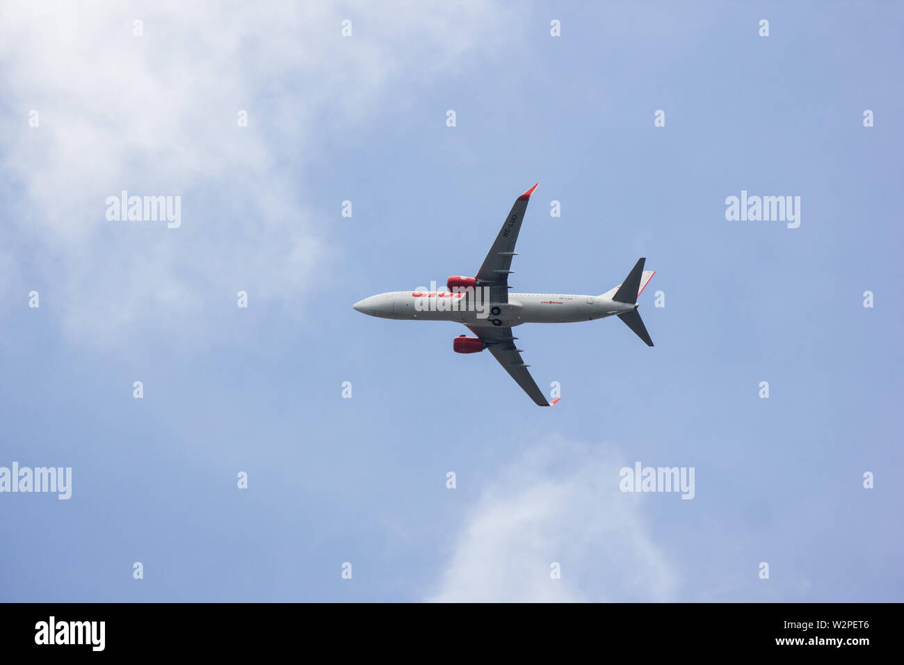 Chiangmai, Thailand - 6. Juli 2019: HS-LUO Boeing 737-800 der Thai lionair Airline. Von Chiangmai Flughafen in Bangkok. Stockfoto