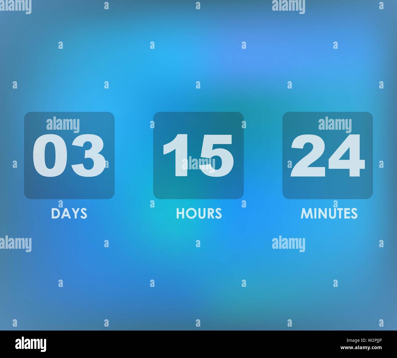 Countdown Timer Hintergrund auf blauen Gradienten Hintergrund Stock Vektor