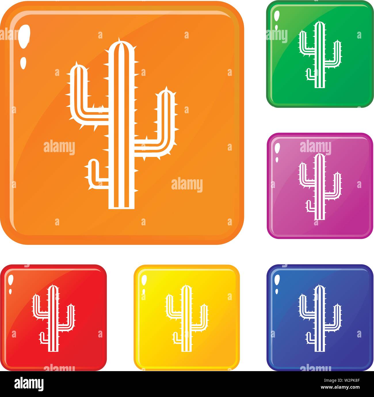 Cactus Icons Set Vector Farbe Stock Vektor