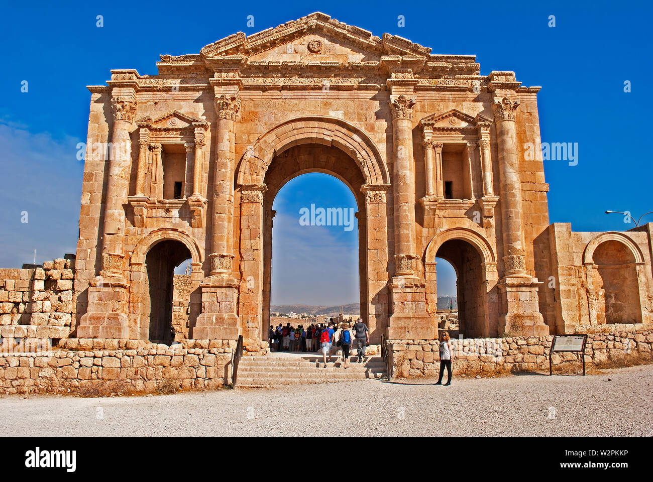 Die römische Architektur. Der antiken römischen Stadt Gerasa in Jerash, Jordanien. Stockfoto