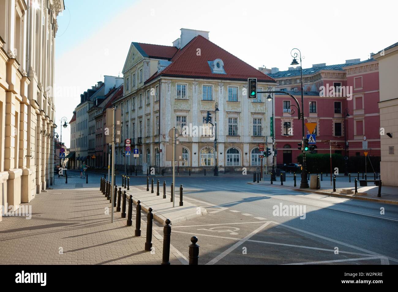 Street Scene in der Morgendämmerung in der Altstadt, Warschau, Polen Stockfoto