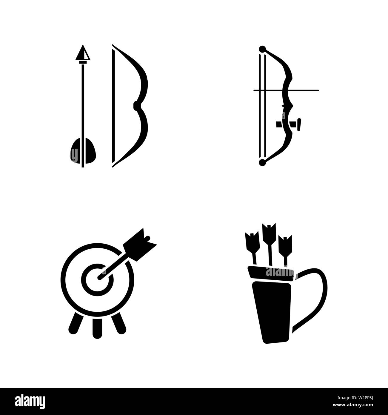Pfeil und Bogen. Einfache ergänzende Vector Icons Set für Video, Mobile Anwendungen, Websites, Print Projekte und ihre Gestaltung. Abbildung schwarz auf weiß Bac Stock Vektor