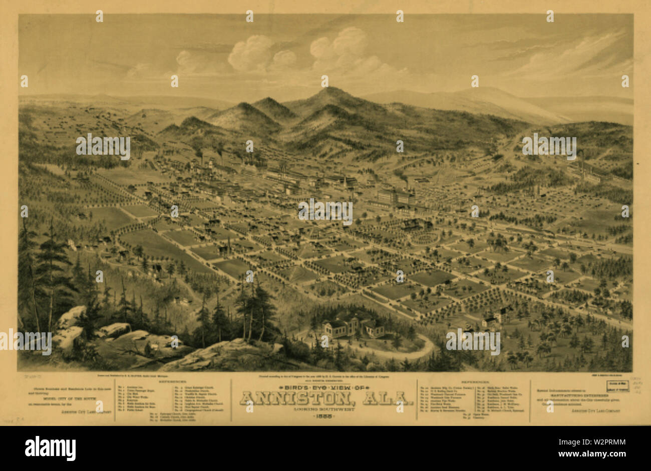 Anniston Alabama Karte 1888 Stockfoto
