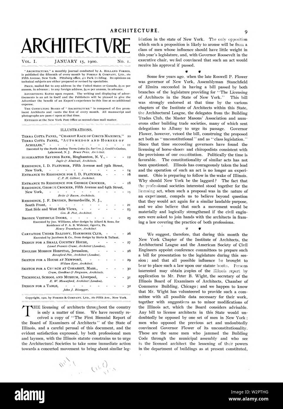 Architektur Magazin 1900 v1n 1p 9. Stockfoto