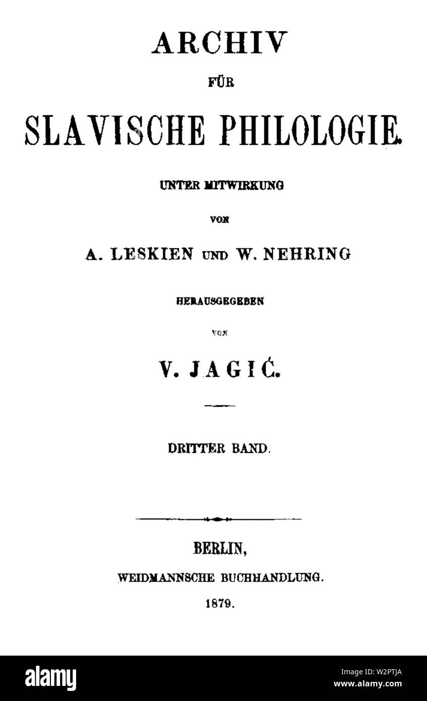 Archiv für Slavische Philologie 1879 Titel Stockfoto