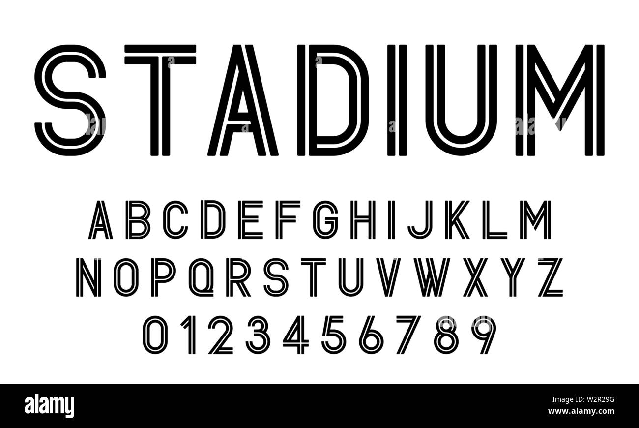 Satz von Alphabeten Schriften Buchstaben und Zahlen moderne abstrakte Design mit Leinen Vector Illustration Stock Vektor