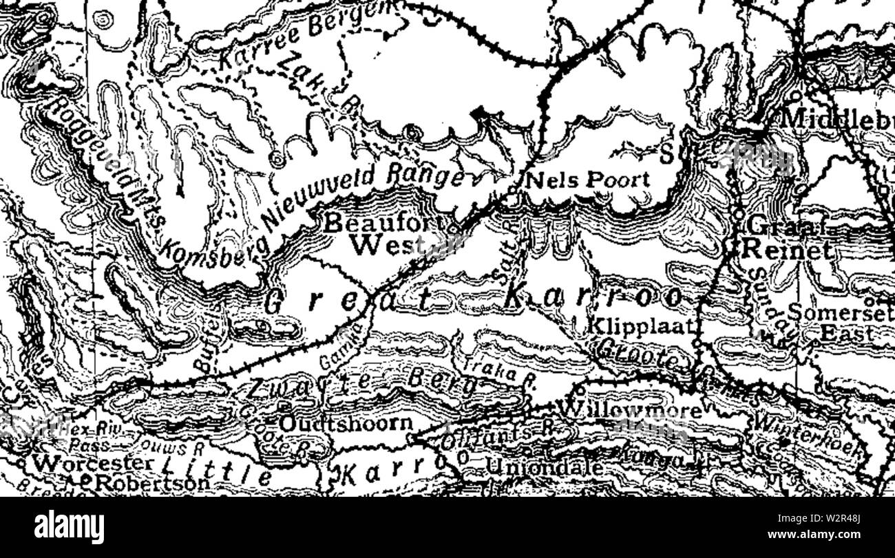 Beaufort West Karte - Cape Colony 1911 Stockfoto