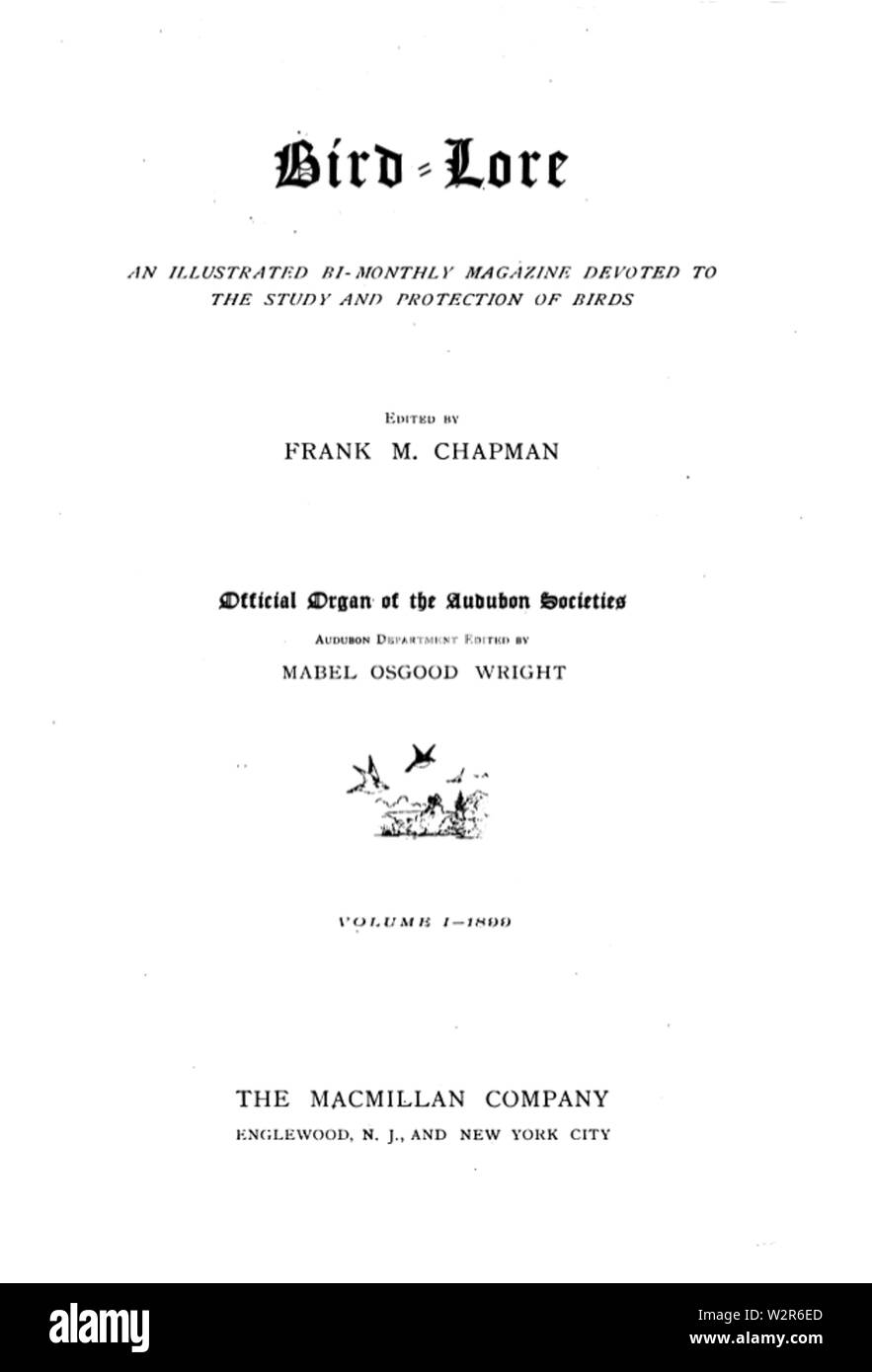 Vogel lore Abdeckung 1899 Stockfoto