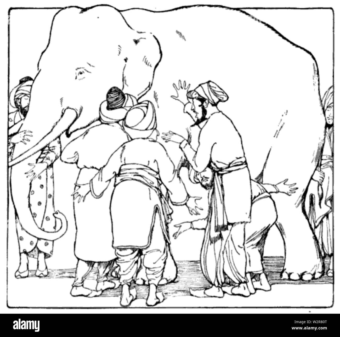 Die Blinden und der Elefant Stockfoto