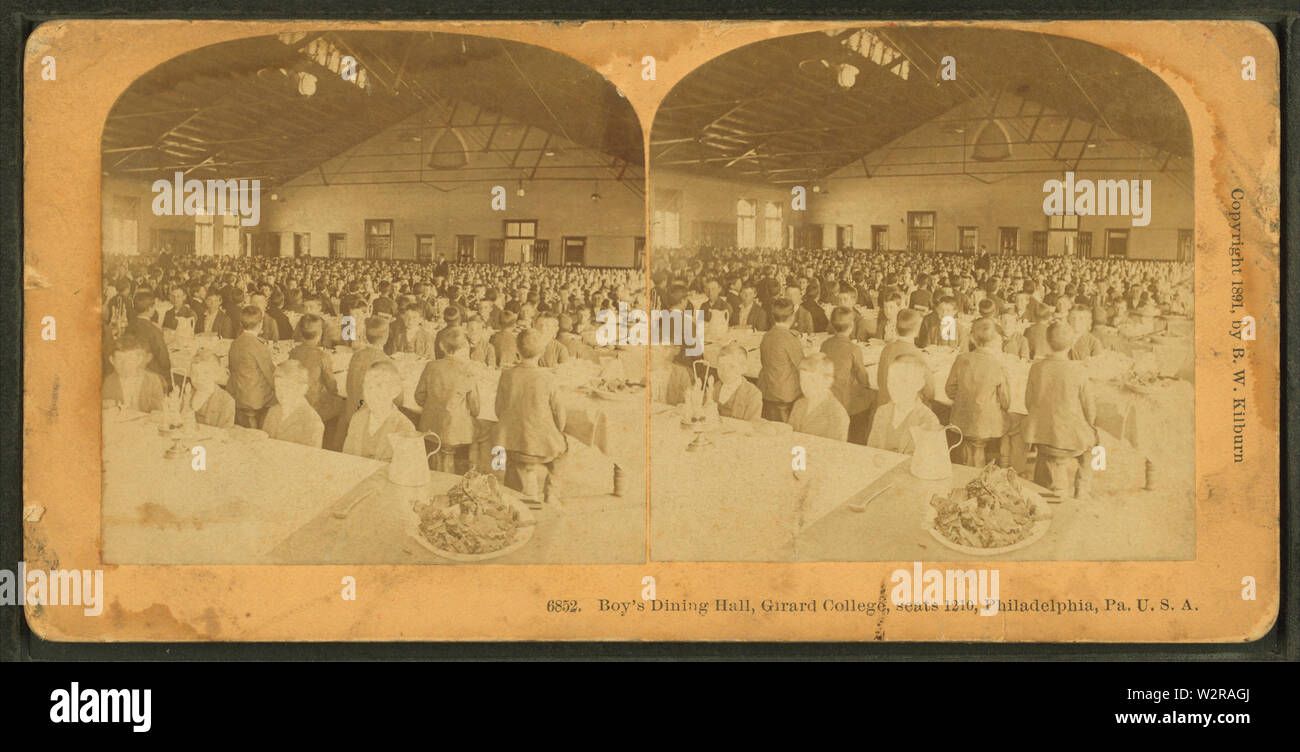 Boy's Speisesaal, Girard College, Sitze 1210, Philadelphia, PA, USA, durch Kilburn, B W (Benjamin West), 1827-1909 Stockfoto