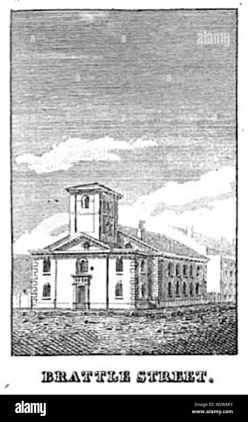 1838 PictureOfBoston BrattleStChurch Bowen Stockfoto