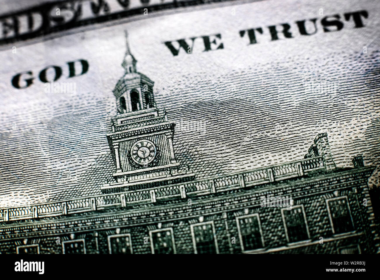 Amerikanisches Geld Auf Gott vertrauen wir Dollar Bill Stockfoto