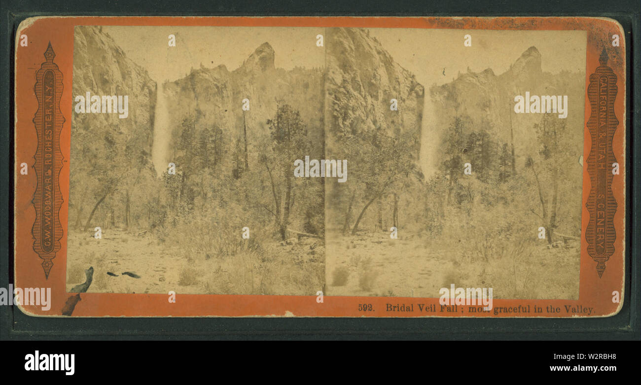 Bridal Veil Fall; Anmutigsten im Tal, von Robert N Dennis Sammlung von stereoskopische Ansichten Stockfoto