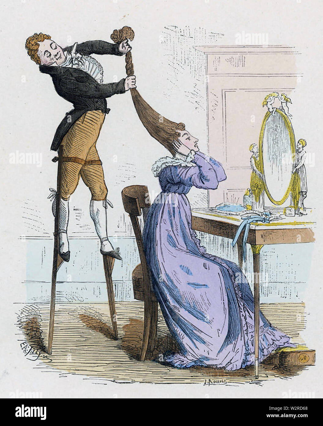 HAIRSTYLING eine französische Karikatur um 1820 Stockfoto