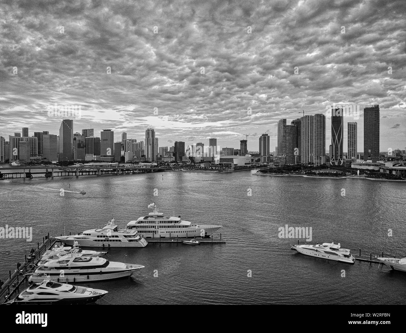 Luftbild der Bucht in Miami, Florida, USA Stockfoto