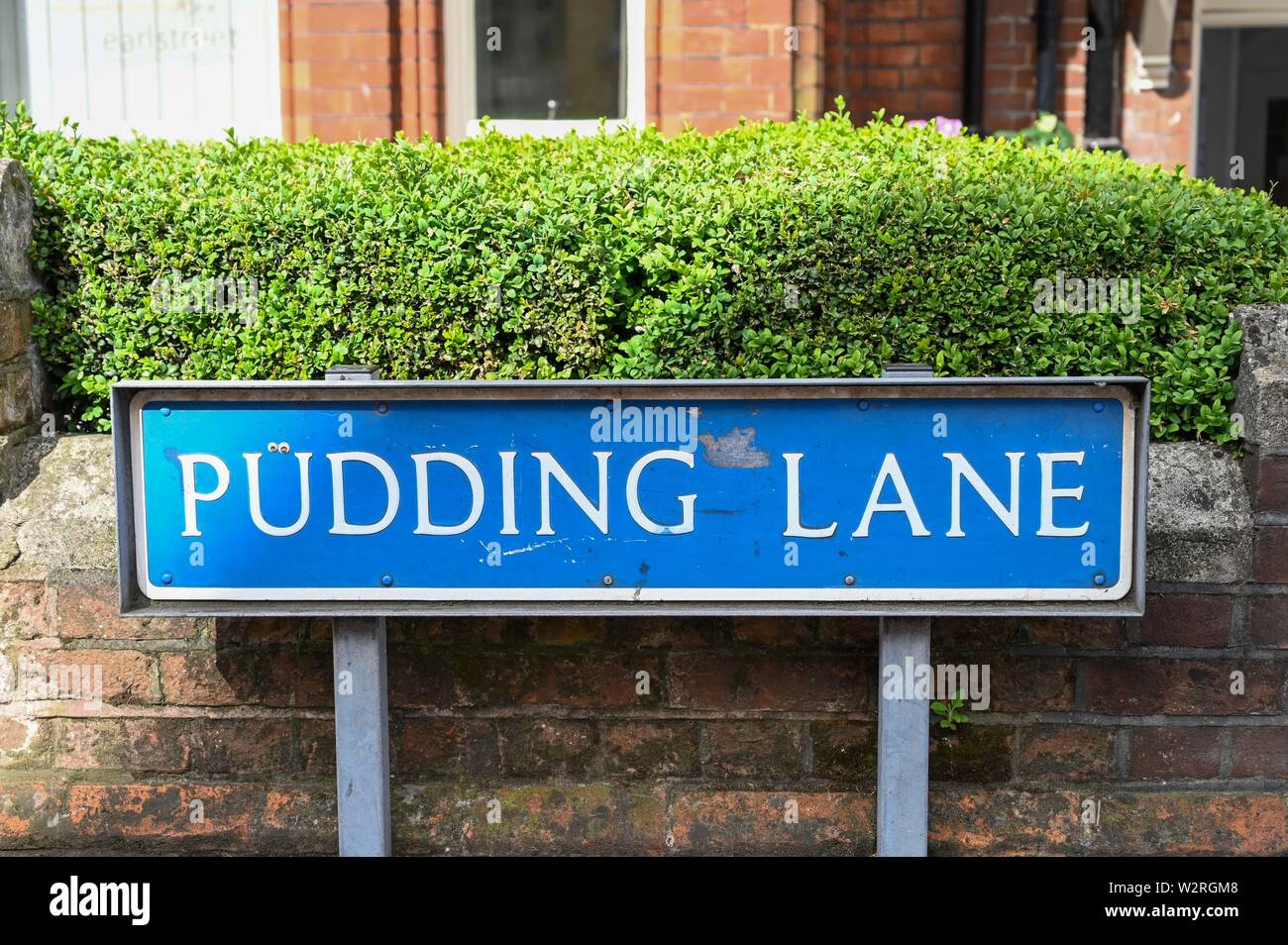 Maidstone, Kent, Großbritannien - Pudding Lane schrulligen Straßennamen in Großbritannien Stockfoto