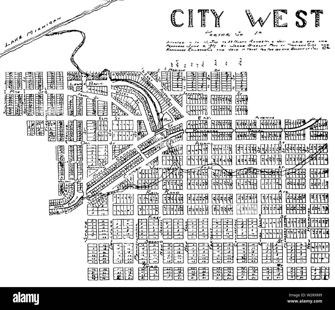 City West, Indiana plan 1837 Stockfoto
