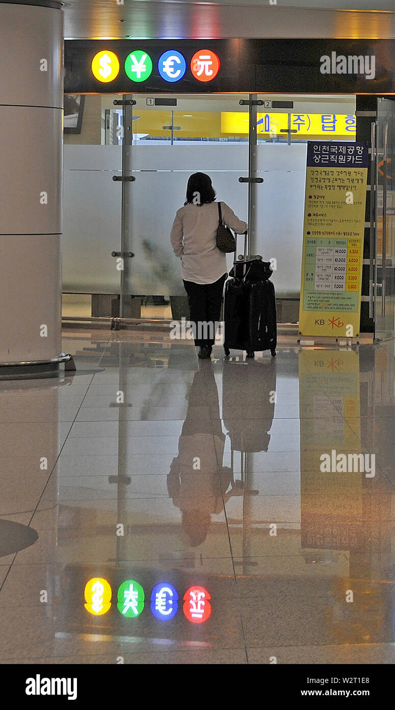 Devisenwechsel, internationalen Flughafen Incheon, Südkorea Stockfoto